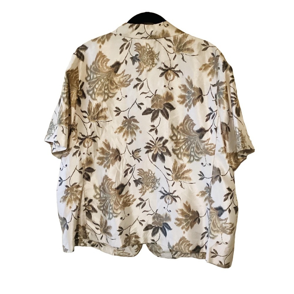Dressbarn Vtg Y2K Floral Button Down Shirt Cream and Green 14W Camp - Picture 2 of 6
